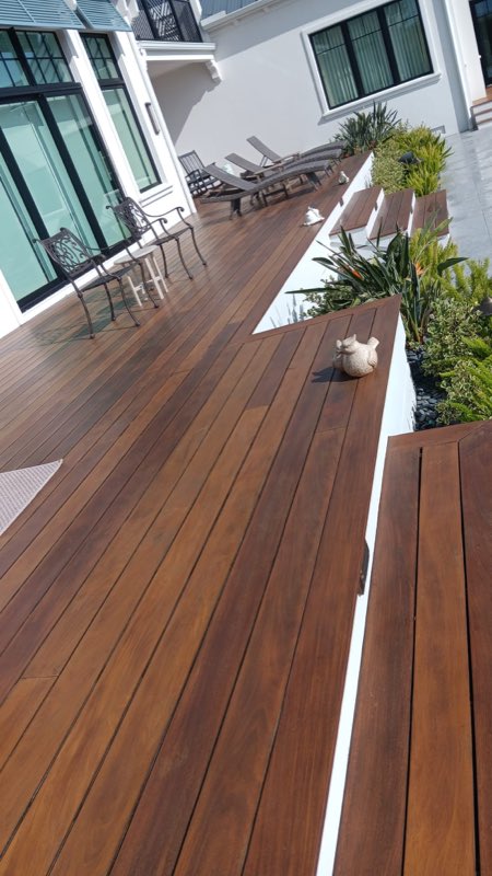 Stained waterfront deck