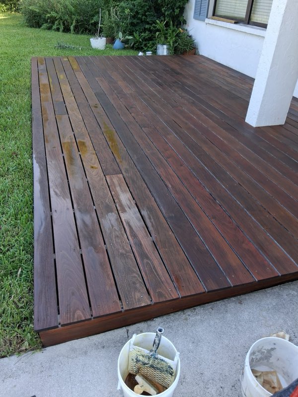 Stain going down board by board