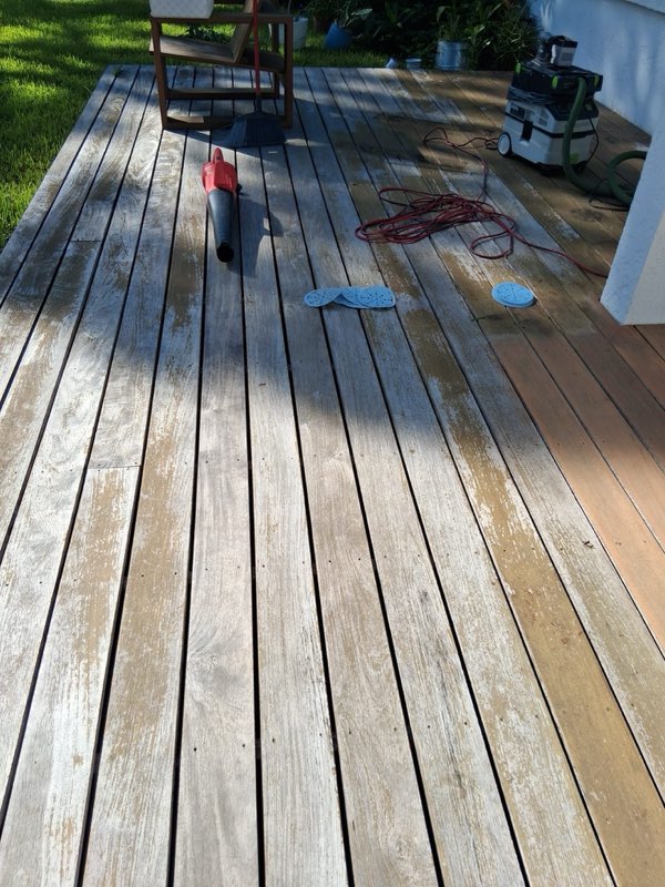 Weathered deck before staining