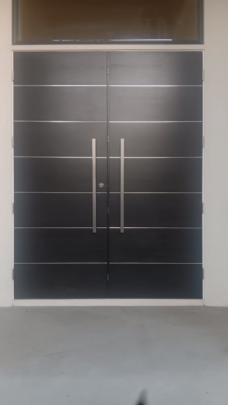 The same double doors after staining and sealing