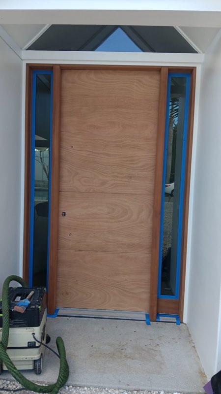 Natural oak door sealed for a clear finish