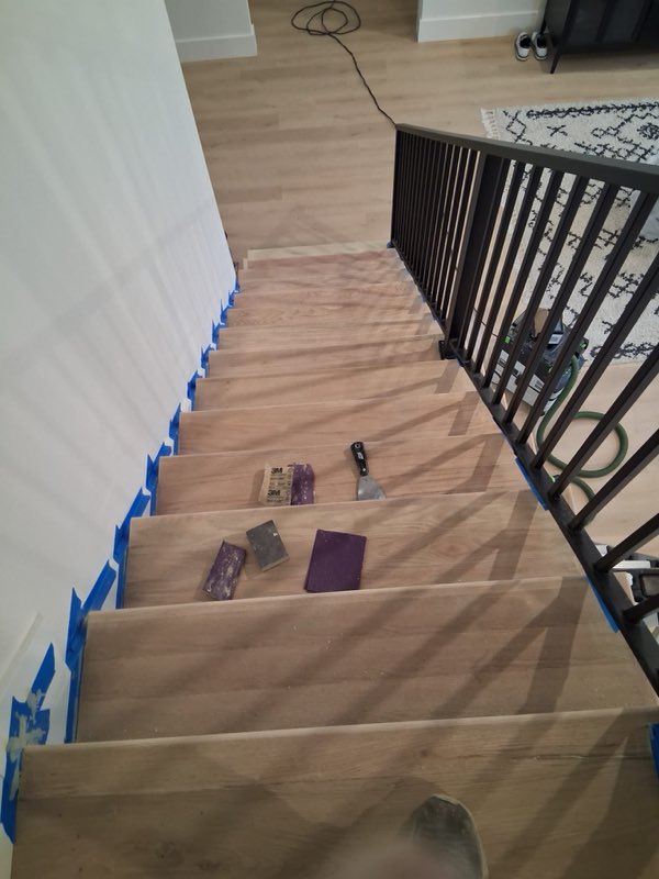 Treads masked before the first coat